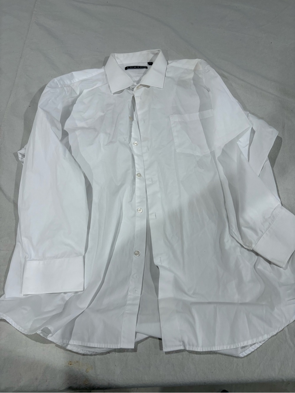 Men's White Dress Shirt with Point Collar